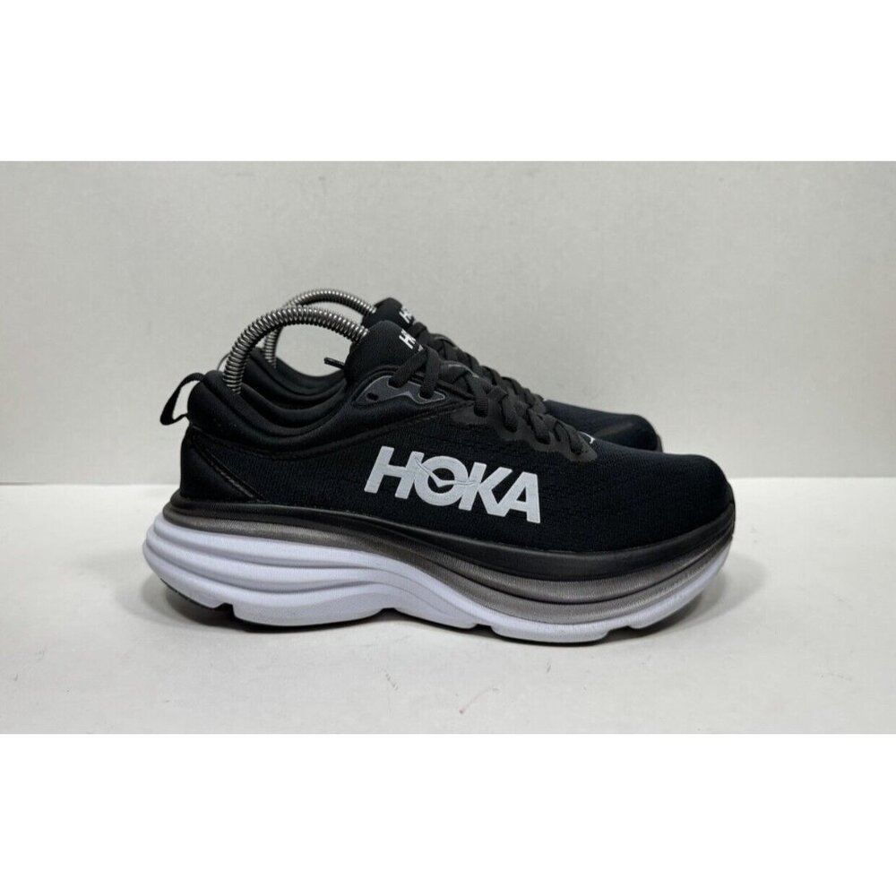 Hoka One One Black and White Athletic Shoes